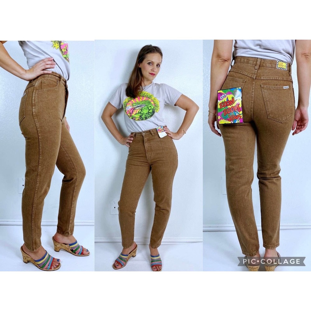 BOOM BOOM size 27 vintage 80s Brown Mom JEANS Small/26 high waisted deadstock